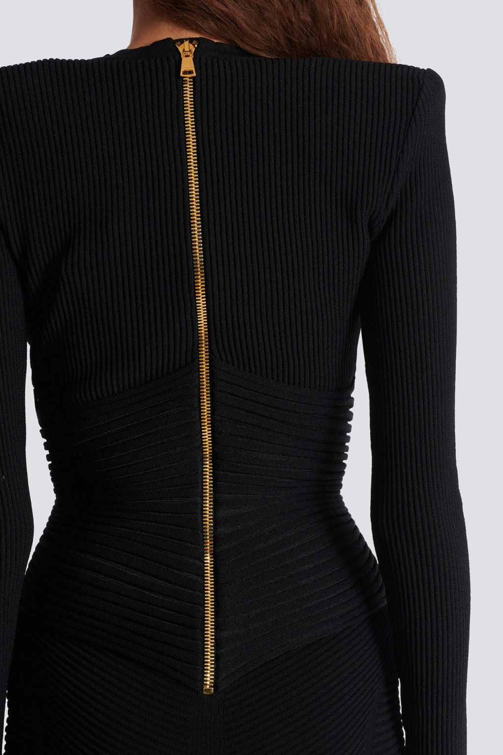Aero Buttoned Ribbed Knit Mini Dress - Black