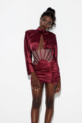 Darion Corset Cutout Satin Mini Dress
