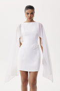 Davina Shawl Flower Mini Dress In White