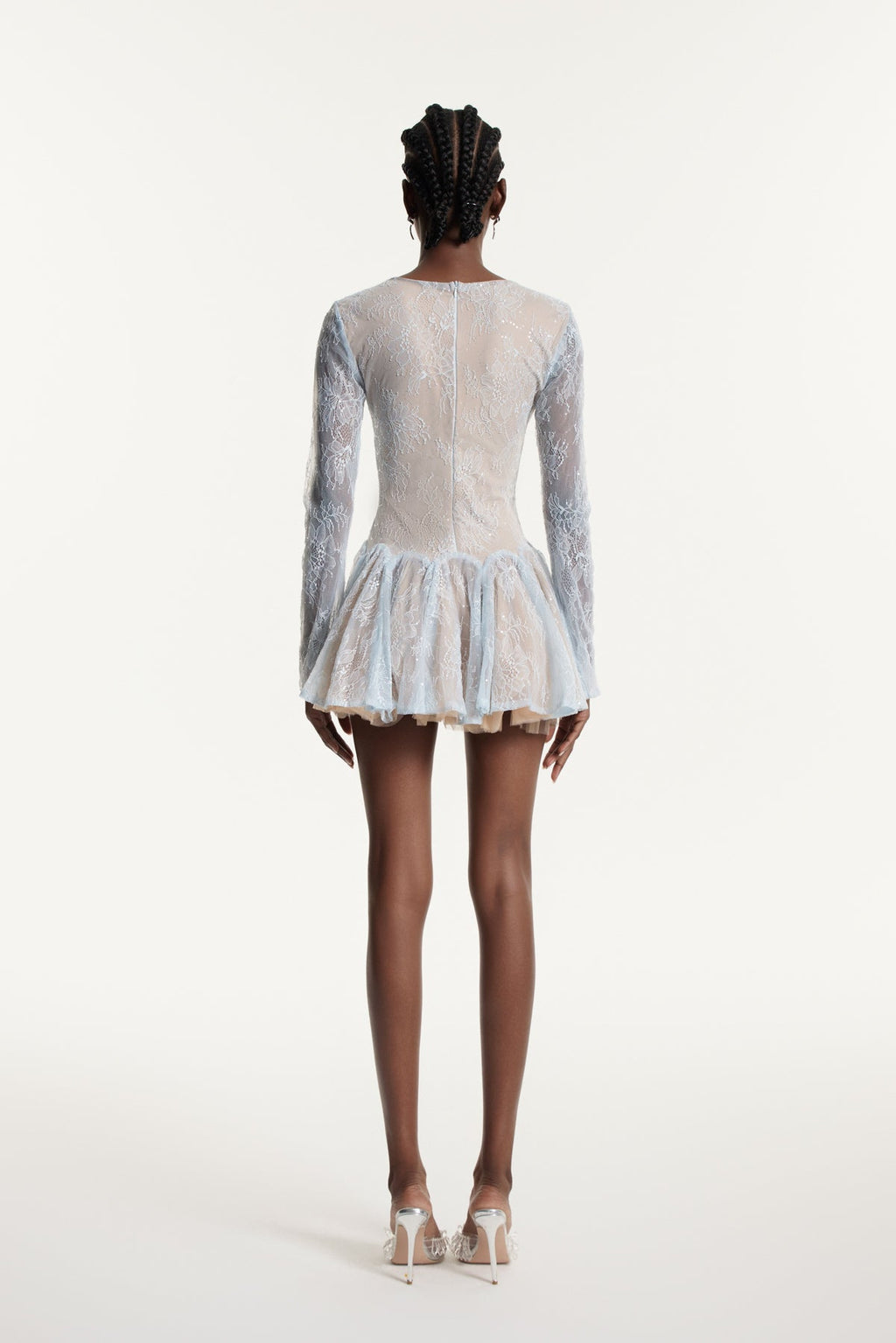 Edmond Lace Sequin Puffy Mini Dress