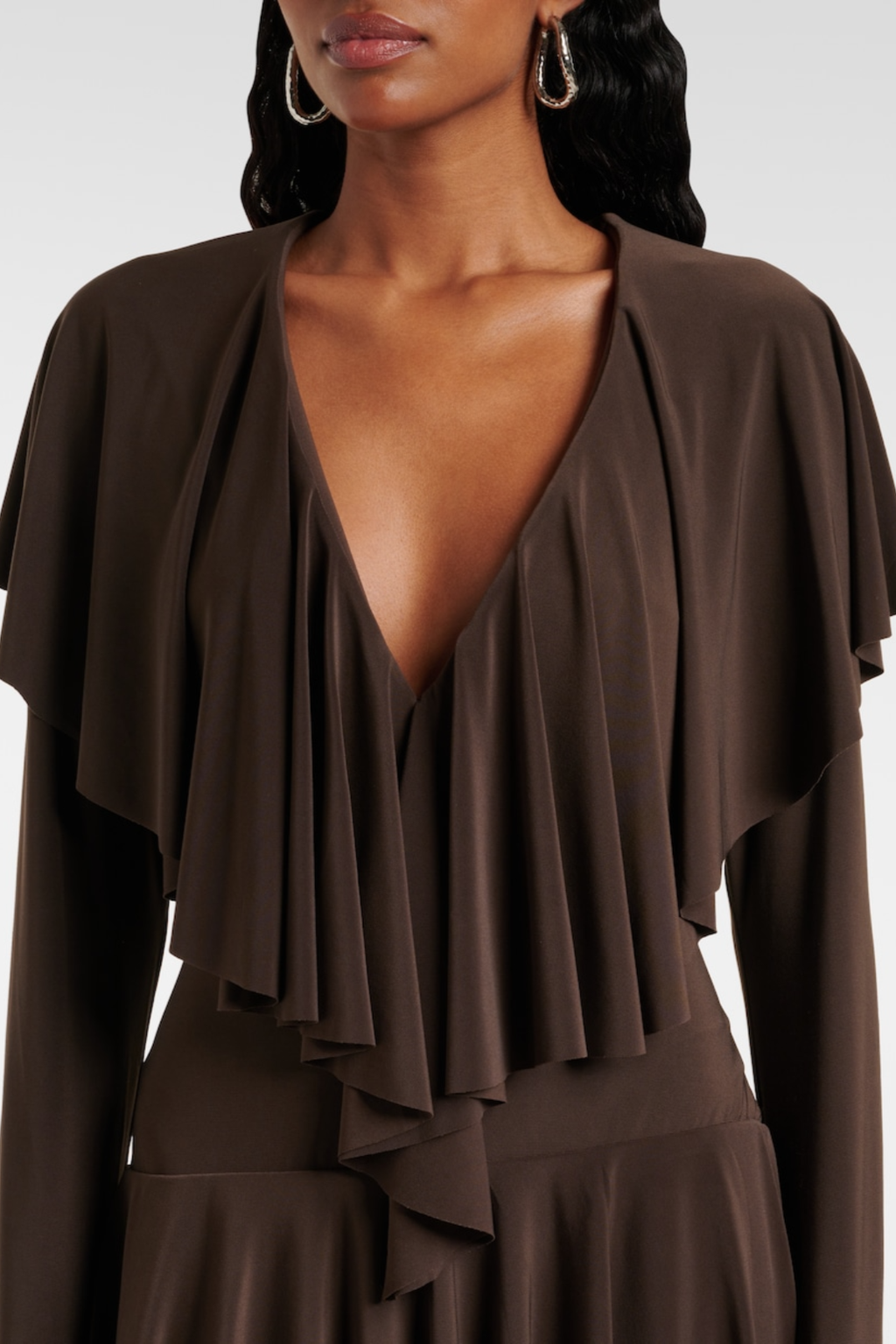 Hathay Ruffle Mini Dress - Brown